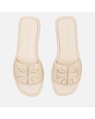 Tory Burch Double T Sport Slide Sandals - Natural