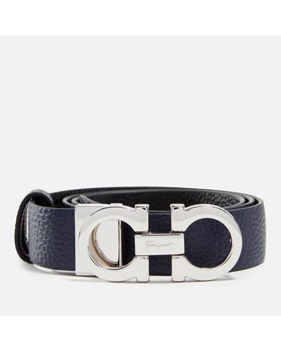 Ferragamo Gancini Reversible Leather Belt - Blue