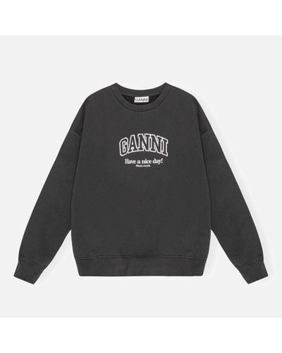 Ganni Isoli Organic Cotton-Jersey Oversized Sweatshirt - Grey