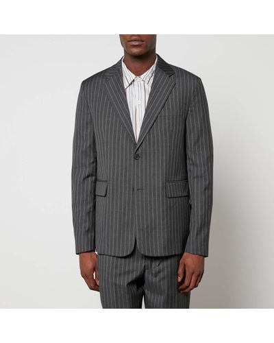 mfpen Single Breasted Pinstripe Wool-Twill Blazer - Gray