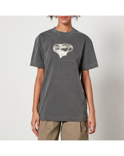 Alexander Wang Logo-Print Cotton-Jersey T-Shirt - Grey