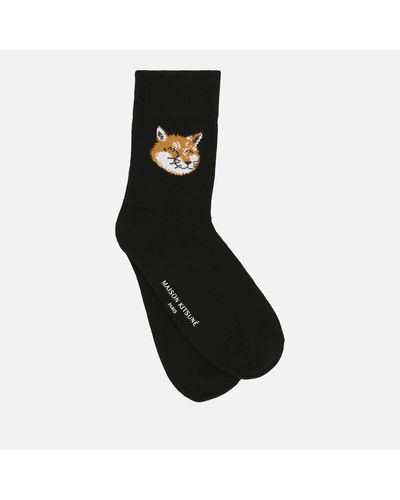Maison Kitsuné Fox Intarsia Cotton-blend Socks - Black