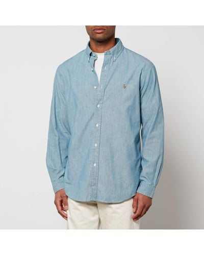 Polo Ralph Lauren Logo-Embroidered Cotton-Chambray Shirt - Blue