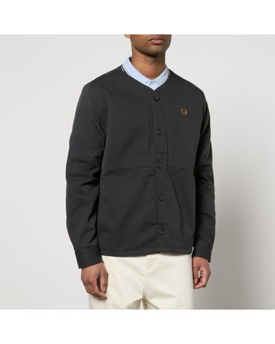 Fred Perry Collarless Cotton-Twill Overshirt - Black