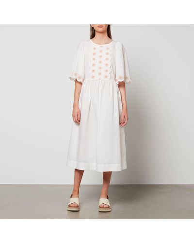 See By Chloé Broderie Anglaise Organic Cotton Dress - White