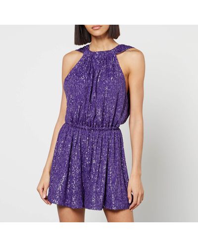 In the mood for love Belle Vie Sequined Mesh Playsuit - Purple