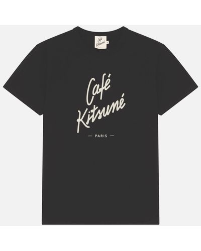 Café Kitsuné Classic Logo-Print Cotton-Jersey T-Shirt - Black