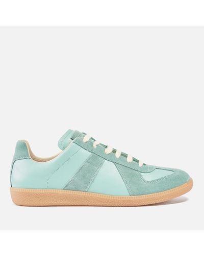 Maison Margiela Replica Nappa Leather And Suede Sneakers - Blue