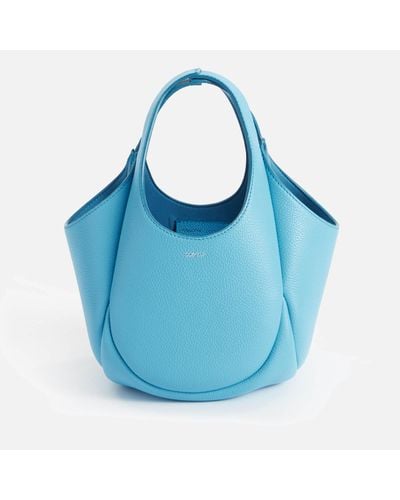 Coperni Mini Swipe Pebbled Leather Bucket Bag - Blue
