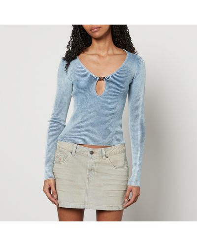 DIESEL M-Teri Ribbed-Knit Top - Blue