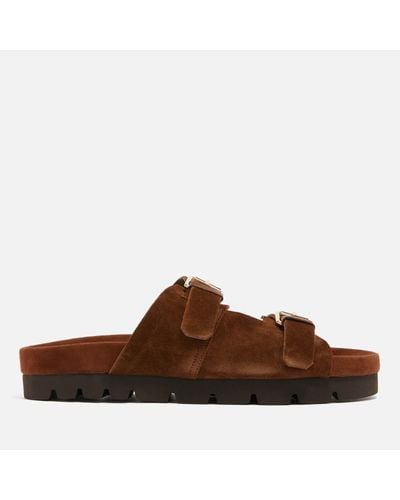Grenson Florin Double Strap Suede Sandals - Brown