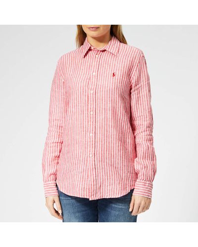 ralph lauren red linen shirt