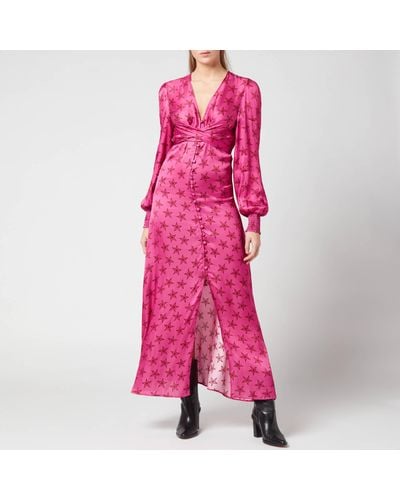 Kitri Aurora Retro Star Print Maxi Dress - Pink