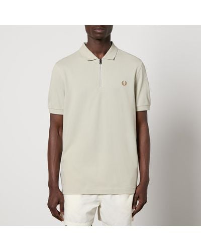 Fred Perry Sport+1 Cotton-Piqué Zipped Polo Shirt - Natural