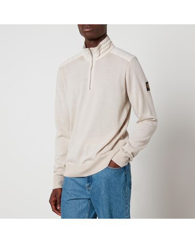 Belstaff Kilmington Wool And Shell Quarter-zip Sweater - White