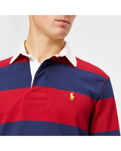 Polo Ralph Lauren Cotton The Iconic, Ralph Lauren Red And Blue Rugby Shirt