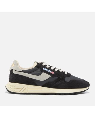 Autry Reelwind Brushed Suede And Shell Trainers - Black