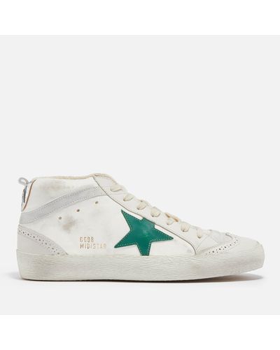 Golden Goose Mid Star Leather And Suede Sneakers - Natural