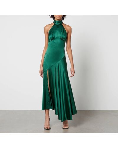 De La Vali Vivienne Satin Midi Dress - Green