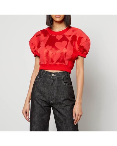 Vivienne Westwood Cotton-blend Jacquard Cropped T-shirt Jumper - Red