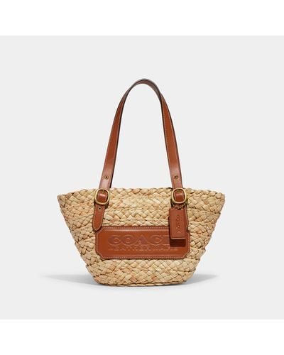 COACH Structured Straw Tote 16 Bag - Brown
