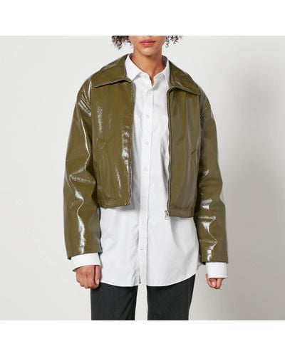 Jakke Naomi Cropped Padded Faux Leather Jacket - Green