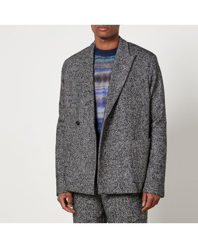 Represent Tweed Double-Breasted Blazer - Gray