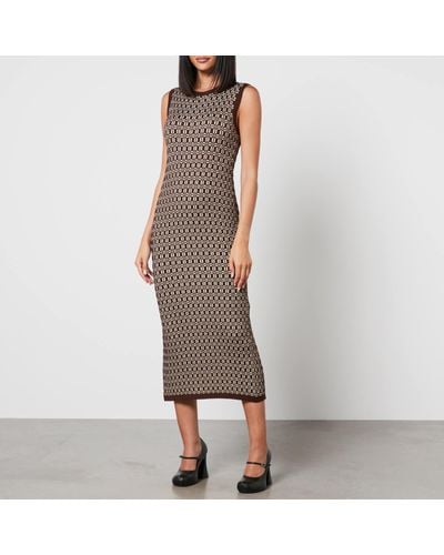 Marni Wool-Blend Jacquard Midi Dress - Brown