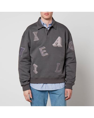 Axel Arigato Typo Appliquéd Cotton-Jersey Polo Sweatshirt - Grey