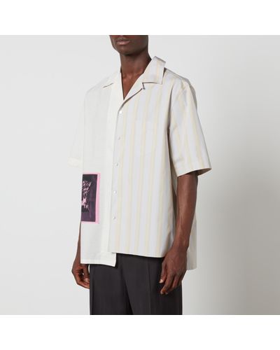 Lanvin St Sleeves Artwork Striped Cotton Shirt - White