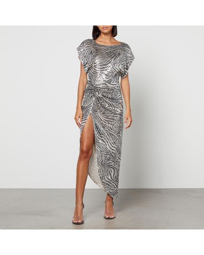 In the mood for love Bercot Zebra Sequined Maxi Dress - Gray