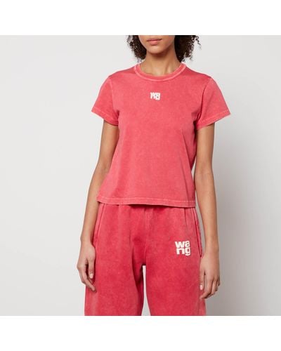 Alexander Wang Essential Logo-Print Cotton-Jersey T-Shirt - Red