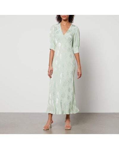 RIXO London Zadie Floral-Jacquard Satin Dress - Green