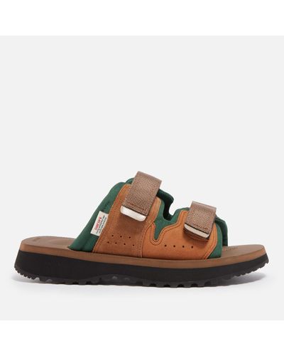 Suicoke Mogi Ab Suede And Canvas Sandals - Brown