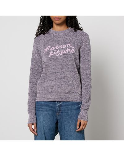 Maison Kitsuné Handwriting Logo Wool Sweater - Purple