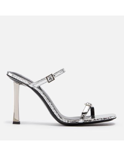 BY FAR Flick Metallic Leather Heeled Mules - White