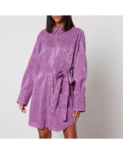 Stine Goya Isolde Sequined Gauze Mini Dress - Purple