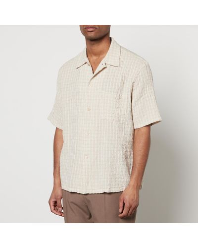 Our Legacy Box Cotton And Linen-Blend Seersucker Shirt - White
