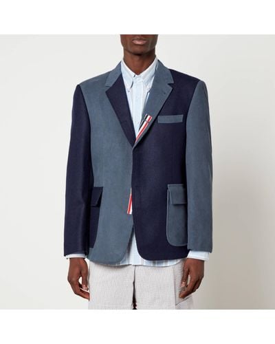 Thom Browne Unstructured Fun-Mix Wool And Cotton Blazer - Blue
