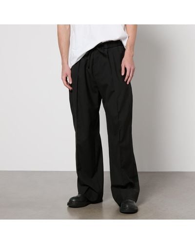 WOOYOUNGMI Smart Wide Leg Wool-Ripstop Trousers - Black