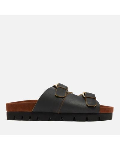 Grenson Flora Leather Double Strap Sandals - Black