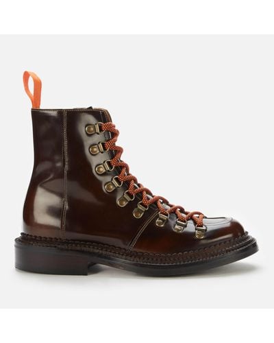 Grenson Nanette Leather Hiking Lace Up Boots - Brown