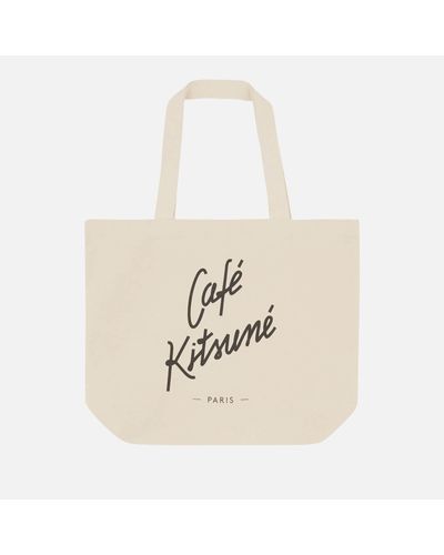Café Kitsuné Logo-printed Canvas Tote Bag - Natural