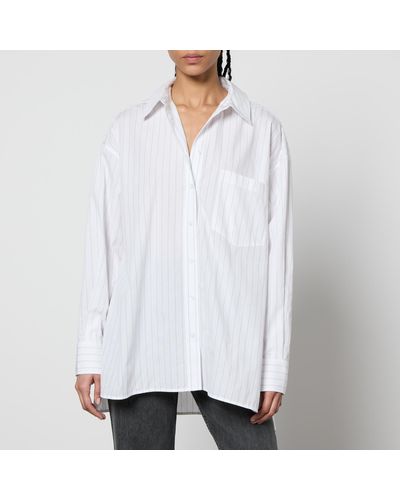 Anine Bing Chrissy Striped Cotton-Poplin Shirt - White