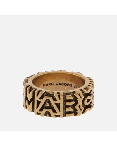Marc Jacobs Monogram Engraved-Tone Ring - Metallic