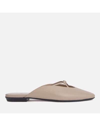 BY FAR Finn Leather Flat Mules - Natural