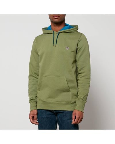 PS by Paul Smith Zebra Logo-Embroidered Organic Cotton-Jersey Hoodie - Green