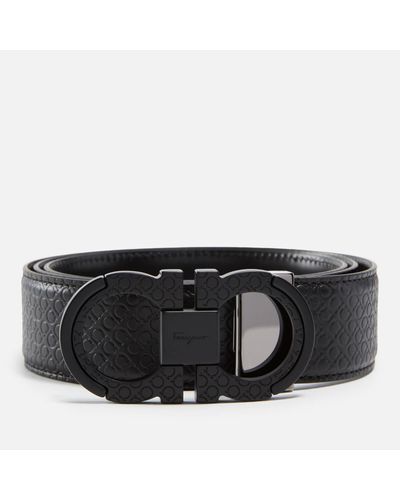 Ferragamo Salvatore Reversible Embossed Leather Belt - Black