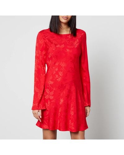 Kitri Faye Floral-Jacquard Mini Dress - Red