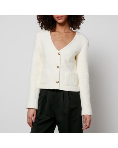 Anine Bing Anitta Cropped Knitted Jacket - White